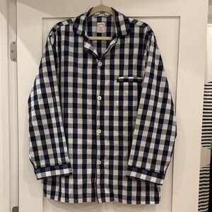 Brooks Brothers men’s oversized Navy & White Check Cotton Button-Up Pajama Top